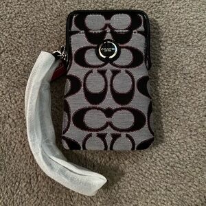 NWT Coach wristlet wallet, black and pink